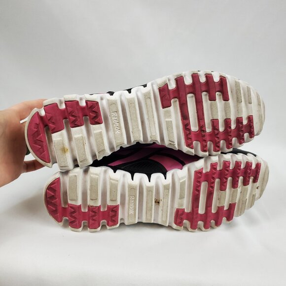 Reebok Womens Premier Zig Fly Running Shoes Black Pink Lace Up Mesh Sz 9.5 - Picture 8 of 12